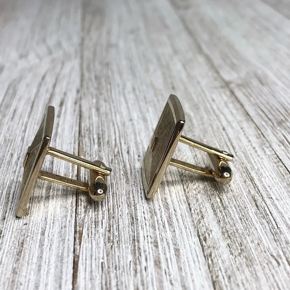 Vintage Hickok Pyramidal Brushed Gold Cuff Links